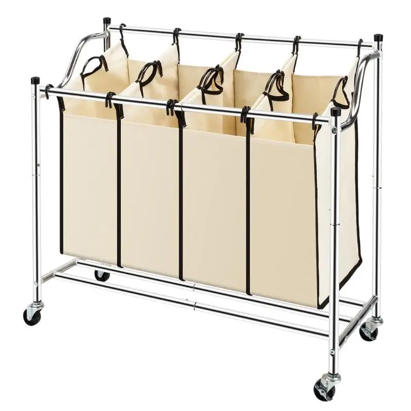 Polyester+PVC Coating Laundry Sorter Heavy-Duty Rolling Divided Laundry Hamper Cart with 4 Removable Bags Clothing Organizer
Polyester+PVC Coating Laundry Sorter Heavy-Duty Rolling Divided Laundry Hamper Cart with 4 Removable Bags Clothing Organizer