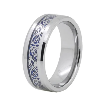 8MM Original Color Tungsten Ring Men Women Wedding Band With Blue Carbon Fiber Steel Dragon Inlay Comfort Fit
8MM Original Color Tungsten Ring Men Women Wedding Band With Blue Carbon Fiber Steel Dragon Inlay Comfort Fit