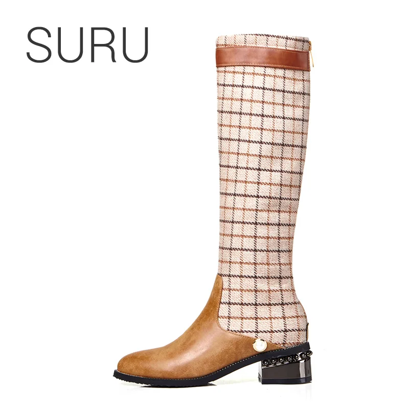 SURU Fashion Vintage Check Detail Western Boots Women Winter Warm Plush Knee High Boots Shoes Plus Size 32-48
SURU Fashion Vintage Check Detail Western Boots Women Winter Warm Plush Knee High Boots Shoes Plus Size 32-48