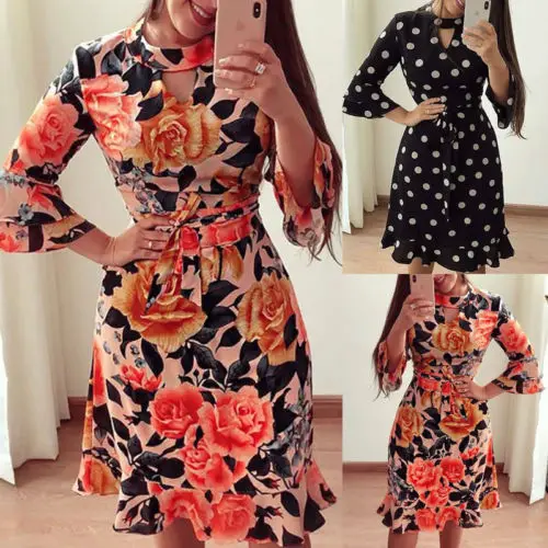 Fashion Women Vintage Sexy Bandage Hollow Out Bodycon Half Sleeve Polka Dot Floral Print Party Lady Casual Midi Dress
Fashion Women Vintage Sexy Bandage Hollow Out Bodycon Half Sleeve Polka Dot Floral Print Party Lady Casual Midi Dress