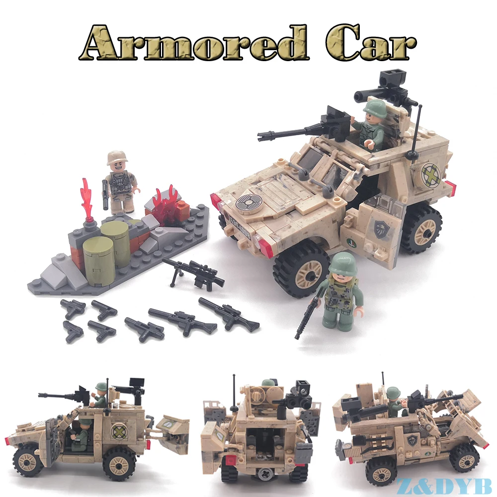 451PCS Wheeled Armored Vehicle Car Panzer Military Soldiers Army Weapons WW2 Legoed Model Building Blocks Brick Children Toys
451PCS Wheeled Armored Vehicle Car Panzer Military Soldiers Army Weapons WW2 Legoed Model Building Blocks Brick Children Toys