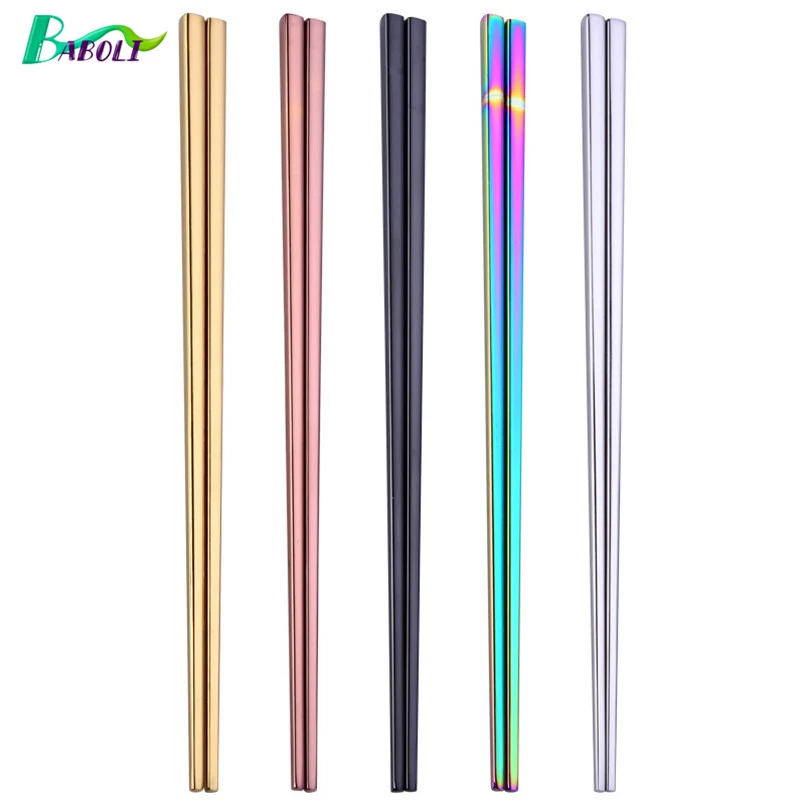 1 Pair Food Grade Stainless Steel Colorful Chopsticks Reusable Antiskid Chinese Japanese Korean ChopsticksEating Noodles Tools
1 Pair Food Grade Stainless Steel Colorful Chopsticks Reusable Antiskid Chinese Japanese Korean ChopsticksEating Noodles Tools