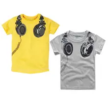 New Headphone Design T shirt Boys Kids Short Sleeve Tops T-shirt Tees 100cmCotton