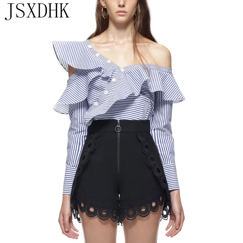 JSXDHK Self Portrait Summer Women Shirt 2019 Runway Striped Ruffles Asymmetric Neck Sexy One Shoulder Cotton Blouse Top Blusas
JSXDHK Self Portrait Summer Women Shirt 2019 Runway Striped Ruffles Asymmetric Neck Sexy One Shoulder Cotton Blouse Top Blusas