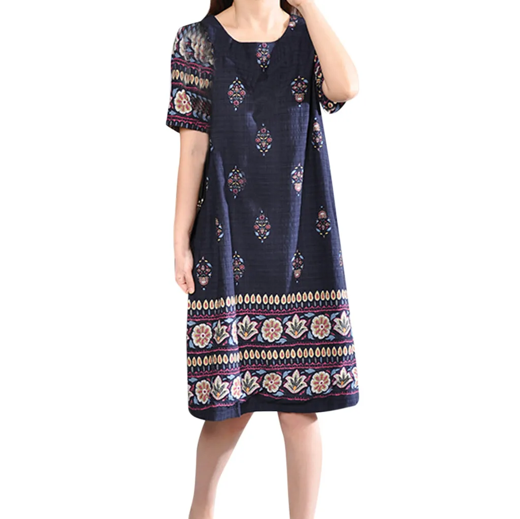 Women'S Dress Large Size Print Casual Loose Round Neck Short-Sleeved Dress Suitable For Wearing At Home For Mom #LR2
Women'S Dress Large Size Print Casual Loose Round Neck Short-Sleeved Dress Suitable For Wearing At Home For Mom #LR2