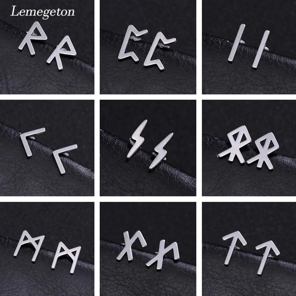 Lemegeton Fashion Letter Earrings Viking Runes Stud Earrings Stainless Steel Earrings Personalized Jewelry brincos
Lemegeton Fashion Letter Earrings Viking Runes Stud Earrings Stainless Steel Earrings Personalized Jewelry brincos