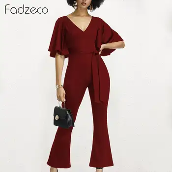 Fadzeco Women Jumpsuits Female Overalls Belted Short Sleeve V Neck Wide Leg Pants Romper Trousers Elegant Summer Playsuits
Fadzeco Women Jumpsuits Female Overalls Belted Short Sleeve V Neck Wide Leg Pants Romper Trousers Elegant Summer Playsuits