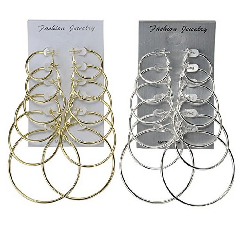 6 Pairs/Set Fashion Big Circle Earrings Set for Women Punk Vintage Dangle Ring Girl Ear Jewelry Female Round Earring Gift
6 Pairs/Set Fashion Big Circle Earrings Set for Women Punk Vintage Dangle Ring Girl Ear Jewelry Female Round Earring Gift
