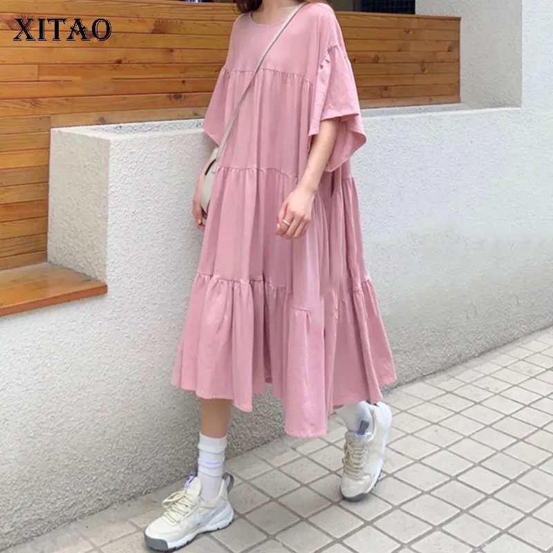 XITAO размера плюс Плиссированное Платье женское корейское модное лоскутное милое