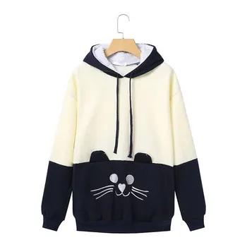 Hoodies Sweatshirts 2018 Autumn Winter Cat Question Mark Embroidered Patchwork Color Long Sleeve Tracksuit Casual Hooded Tops
Hoodies Sweatshirts 2018 Autumn Winter Cat Question Mark Embroidered Patchwork Color Long Sleeve Tracksuit Casual Hooded Tops