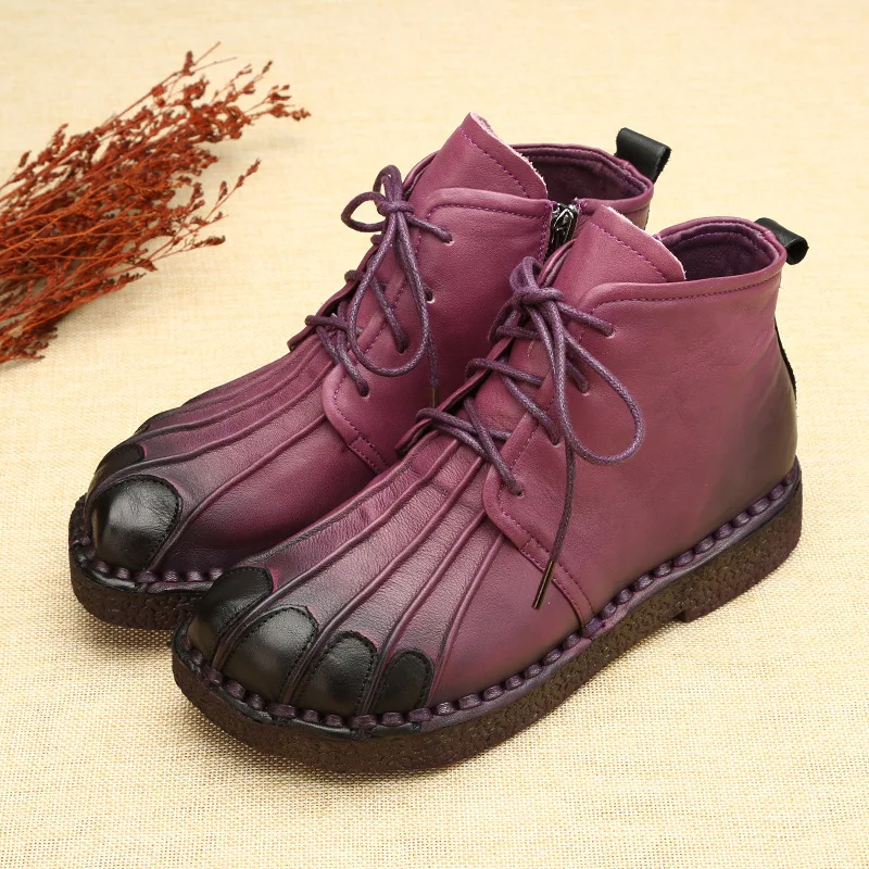2018 autumn and winter new Martin leather boots round head lace handmade warm national wind boots mother shoes 
2018 autumn and winter new Martin leather boots round head lace handmade warm national wind boots mother shoes