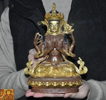 wedding decoration Tibet Buddhism Bronze 24k gold Gilt 4 Arms Chenrezig Kwan-yin Tara Buddha statue New Year
wedding decoration Tibet Buddhism Bronze 24k gold Gilt 4 Arms Chenrezig Kwan-yin Tara Buddha statue New Year