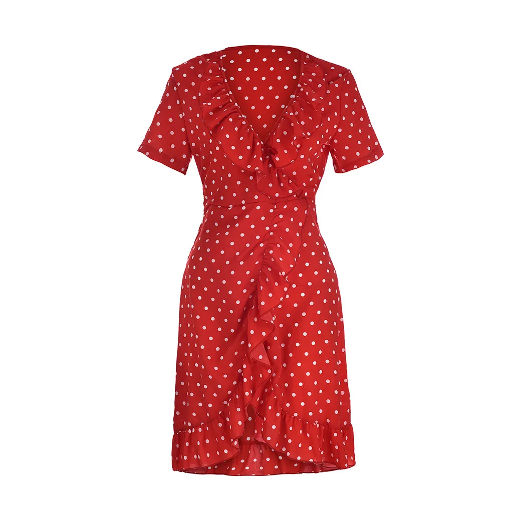 Women's New Fashion 2019 Dresses Sweet Red Polka Dot Short Sleeve V-Neck Pleated Edge Modified Waistline Dress Sundress z0412
Women's New Fashion 2019 Dresses Sweet Red Polka Dot Short Sleeve V-Neck Pleated Edge Modified Waistline Dress Sundress z0412