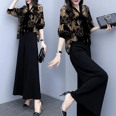 2019 Summer New Women's Yellow Flower Chiffon Top Two Piece Set Wide Leg Pants Suit Casual Fashion Suit Female Large Size
2019 Summer New Women's Yellow Flower Chiffon Top Two Piece Set Wide Leg Pants Suit Casual Fashion Suit Female Large Size
