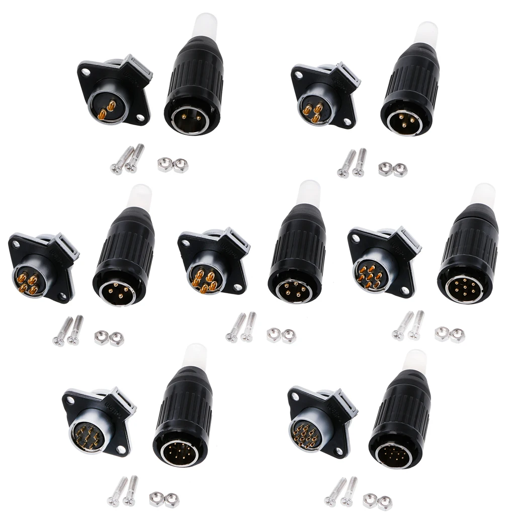 

1 Set WP20 Series 2-12P Waterproof Panel Mount Aviation Plug Cable Connector 30A