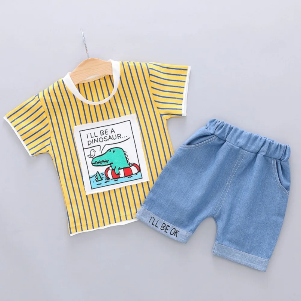 Summer Baby Boys Girls Short Sleeve Stripe Cartoon Print Tops T-shirt+Denim Shorts Children Casual Outfits Sets 6M-4T
Summer Baby Boys Girls Short Sleeve Stripe Cartoon Print Tops T-shirt+Denim Shorts Children Casual Outfits Sets 6M-4T