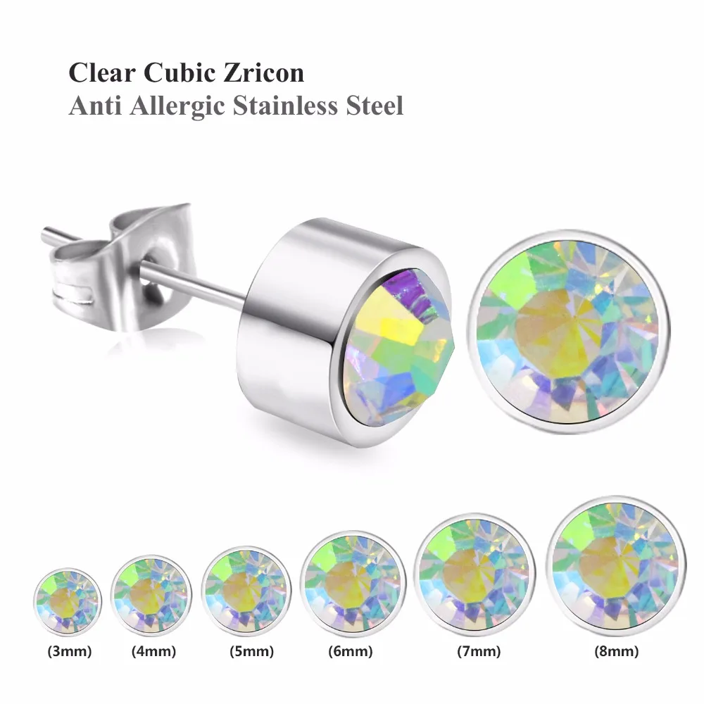 

LUXUSTEEL Earings 2022 Gold Color Round Cubic Zirconia 6Pairs Box Earring Sets Christmas Gift Stainless Steel Wholesale Earrings