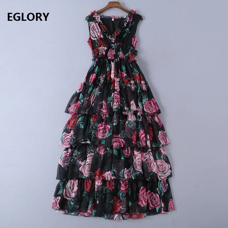 High Quality Long Dress 2019 Spring Summer Maxi Dress Women V-Neck Rose Flower Pattern Print Cascading Ruffle Dress Boho Beach
High Quality Long Dress 2019 Spring Summer Maxi Dress Women V-Neck Rose Flower Pattern Print Cascading Ruffle Dress Boho Beach
