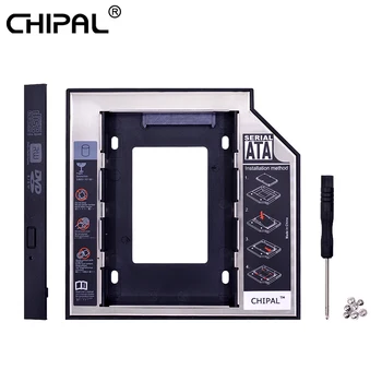 CHIPAL 2nd HDD Caddy 12.7mm Aluminum Optibay SATA 3.0 Hard Disk Drive Box Enclosure DVD Adapter 2.5 SSD 2TB For Laptop CD-ROM