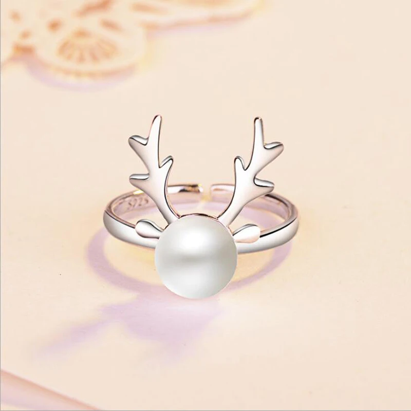 KOFSAC New Fashion Pure Silver 925 Rings For Women Sweet Cute Elk Antlers Pearl Ring Girl Party Finger Jewelry Christmas Gifts
KOFSAC New Fashion Pure Silver 925 Rings For Women Sweet Cute Elk Antlers Pearl Ring Girl Party Finger Jewelry Christmas Gifts