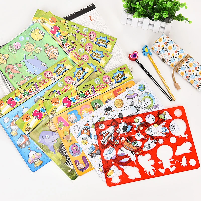5pcs children drawing stencils with hollow cartoon animals/ space/farm kids drawing model rules set for kindergarten school toy
5pcs children drawing stencils with hollow cartoon animals/ space/farm kids drawing model rules set for kindergarten school toy