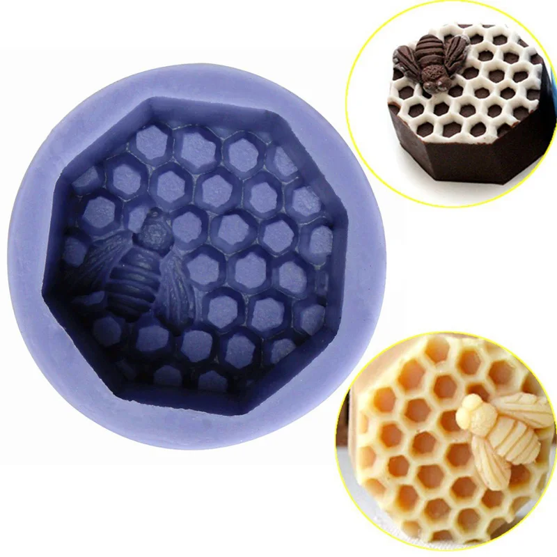 DIY Silicone Bee Honeycomb Fondant Mold Soap Cake Chocolate Pastry Baking Mould Random