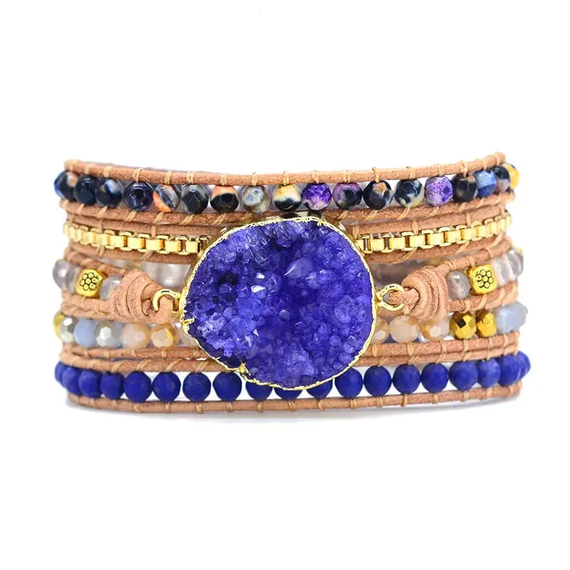 2019 Unique Mixed Natural Stones Crystal Quartz Charm 5 Strands Wrap Bracelets Handmade Boho Bracelet Women Leather Bracelet
2019 Unique Mixed Natural Stones Crystal Quartz Charm 5 Strands Wrap Bracelets Handmade Boho Bracelet Women Leather Bracelet