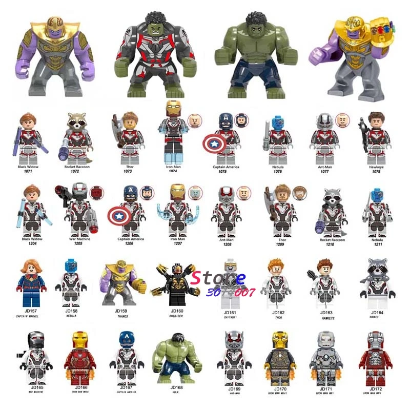 Single Super Hero Hulk Thanos Big Size Figure Avengers Endgame Thor Iron Man Rocket Hawkeye War Machine building blocks Kid Toys
Single Super Hero Hulk Thanos Big Size Figure Avengers Endgame Thor Iron Man Rocket Hawkeye War Machine building blocks Kid Toys