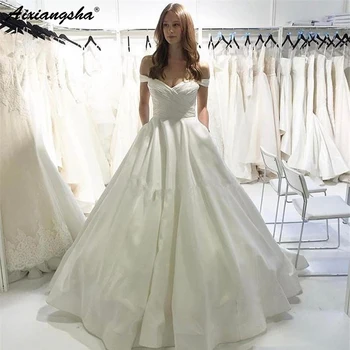 Elegant Satin Wedding Dresses 2019 A Line Off Shoulder Plus Size Arabic Sweetheart Vestido De Novia Bridal Gowns With Pockets
Elegant Satin Wedding Dresses 2019 A Line Off Shoulder Plus Size Arabic Sweetheart Vestido De Novia Bridal Gowns With Pockets