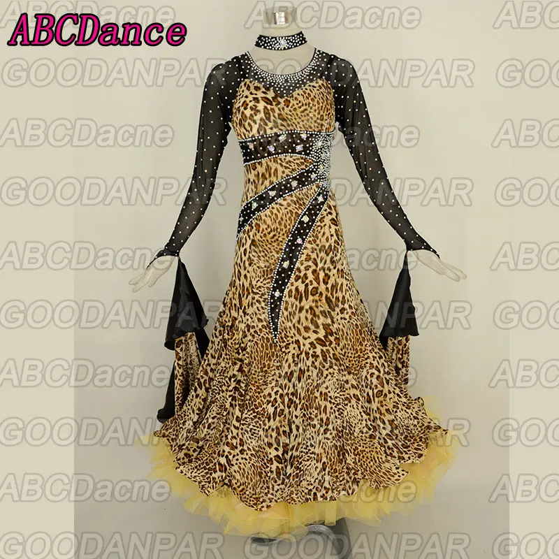 Ballroom dance competition dresses waltz foxtrot dance dress Long sleeved leopard print Professional modern dance costumes
Ballroom dance competition dresses waltz foxtrot dance dress Long sleeved leopard print Professional modern dance costumes