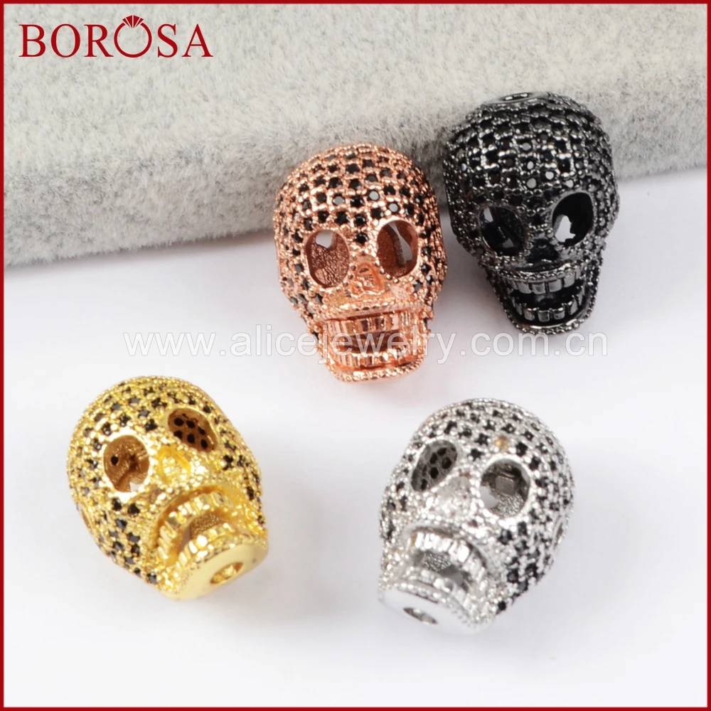 BOROSA Drusy Jewelry CZ Micro Pave Black Zirconia Crystal Skull Connector Beads for Charms Bracelet for Wholesale WX863
BOROSA Drusy Jewelry CZ Micro Pave Black Zirconia Crystal Skull Connector Beads for Charms Bracelet for Wholesale WX863