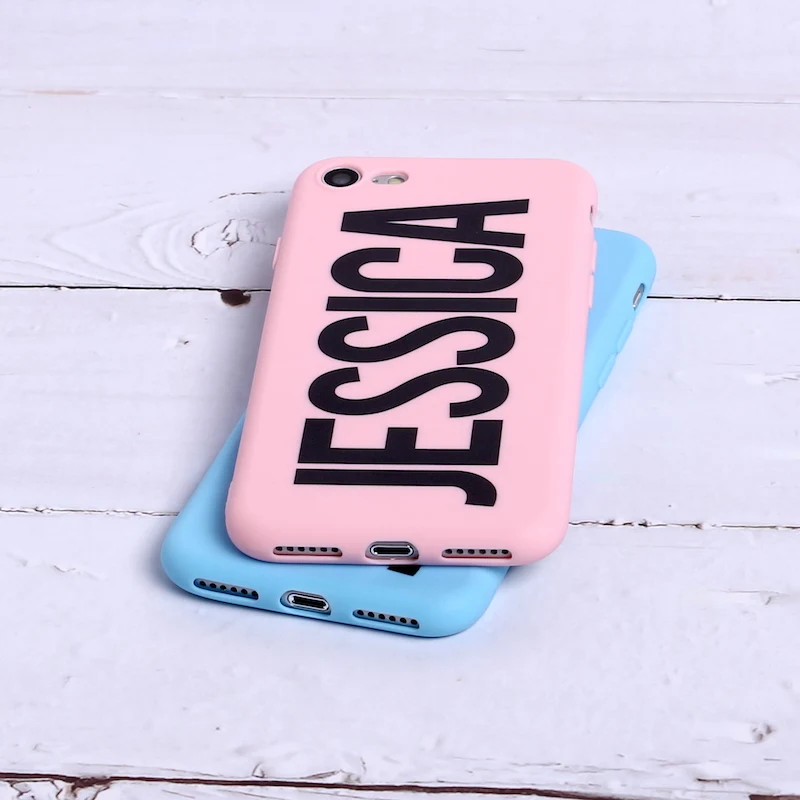 Personalized Custom Name Text Matte Solid Color Soft Cover Phone Case For iPhone