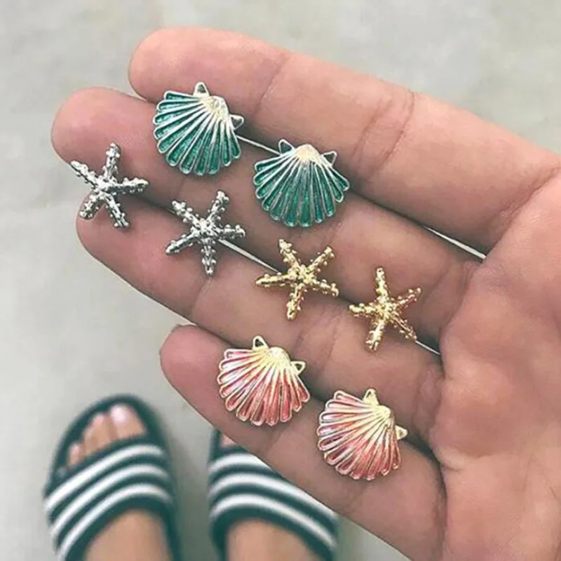 XIYANIKE 4 Pairs/Set Starfish Shell Multicolored Stud Earrings for Women Wedding Bohemian Summer Boho Beach Jewelry E721
XIYANIKE 4 Pairs/Set Starfish Shell Multicolored Stud Earrings for Women Wedding Bohemian Summer Boho Beach Jewelry E721