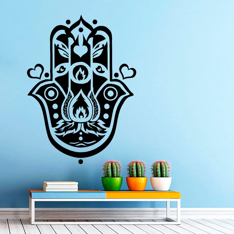 

ZOOYOO Hand Of Fatima Wall Sticker Home Decor Hearts Removable Vinyl Art Arabic Religious Believe Wall Decals Symbol