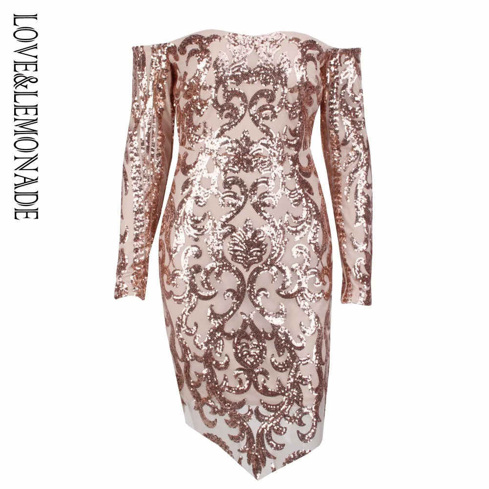 Love&Lemonade rose gold strapless collar geometric figure sequined dress LM0623 Autumn/Winter
Love&Lemonade rose gold strapless collar geometric figure sequined dress LM0623 Autumn/Winter
