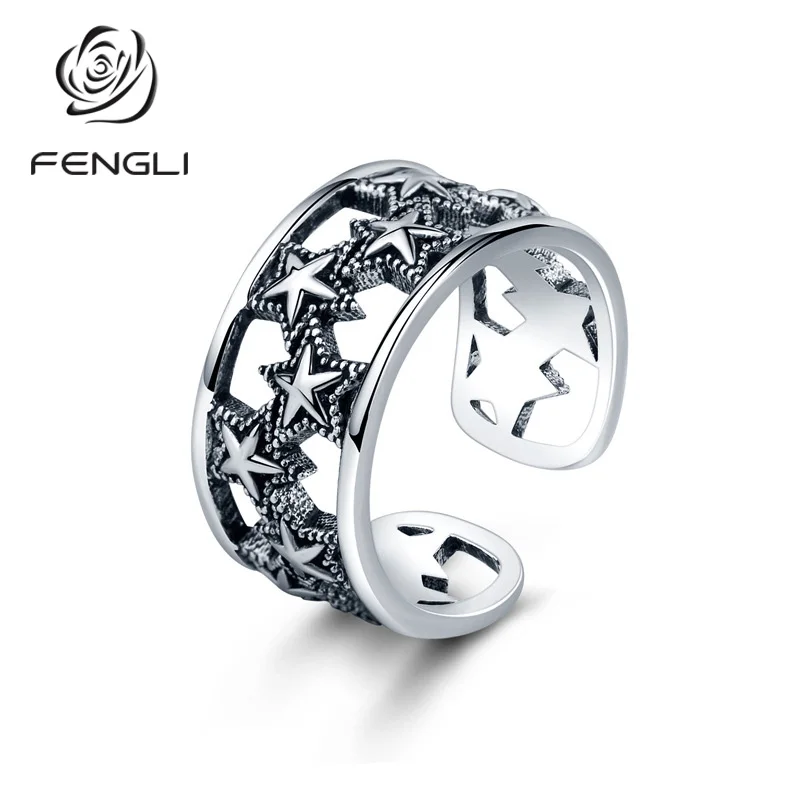 FENGLI Antique Vintage Silver Hollow Star Ring Wide Charm Knuckle Rings Party Wedding Fashion Ring Birthday Jewelry Gift
FENGLI Antique Vintage Silver Hollow Star Ring Wide Charm Knuckle Rings Party Wedding Fashion Ring Birthday Jewelry Gift