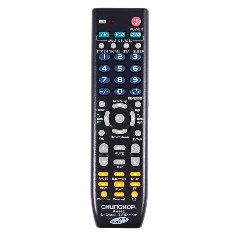 ABKT-CHUNGHOP Universal Remote Control 1PCS RM-88E TV/VCD/DVD 3 in 1 USE FOR SONY SAMSUNG TOSHIBA PANASONIC SANYO SHARP LG AIW
ABKT-CHUNGHOP Universal Remote Control 1PCS RM-88E TV/VCD/DVD 3 in 1 USE FOR SONY SAMSUNG TOSHIBA PANASONIC SANYO SHARP LG AIW