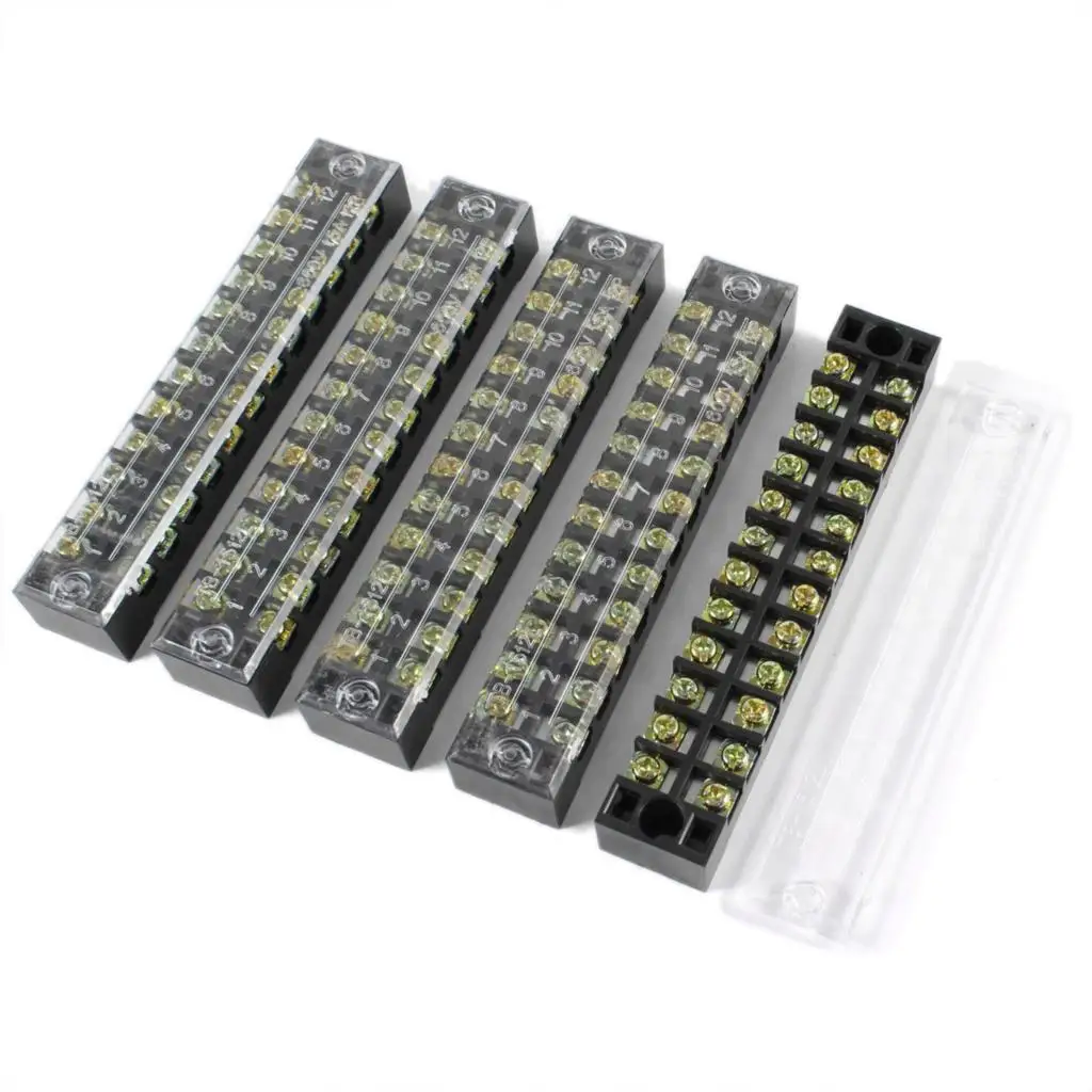 WSFS Hot 5 Pcs 600V 15A 12 Positions 12P Dual Rows Covered Barrier Screw Terminal Block
WSFS Hot 5 Pcs 600V 15A 12 Positions 12P Dual Rows Covered Barrier Screw Terminal Block