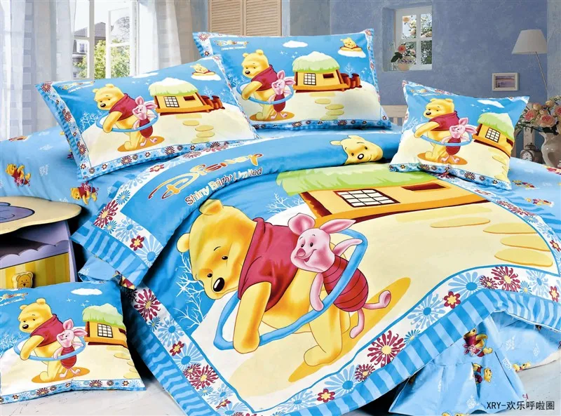 Winnie the Pooh cartoon bedding sets single twin size bedclothes duvet covers sheets cotton 400TC boy's bedroom decor blue color 
Winnie the Pooh cartoon bedding sets single twin size bedclothes duvet covers sheets cotton 400TC boy's bedroom decor blue color