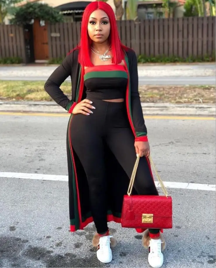 Spring 2018 New African Fashion hot sale in Europe and the stitching wrapped chest tight stripe sexy three-piece set S628
Spring 2018 New African Fashion hot sale in Europe and the stitching wrapped chest tight stripe sexy three-piece set S628