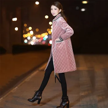 New Women Jacket Winter Long Parkas Pink Cotton Jacket Female Gold Velvet Thicken Female Coat Slim Warm Winter Outerwear No489
New Women Jacket Winter Long Parkas Pink Cotton Jacket Female Gold Velvet Thicken Female Coat Slim Warm Winter Outerwear No489