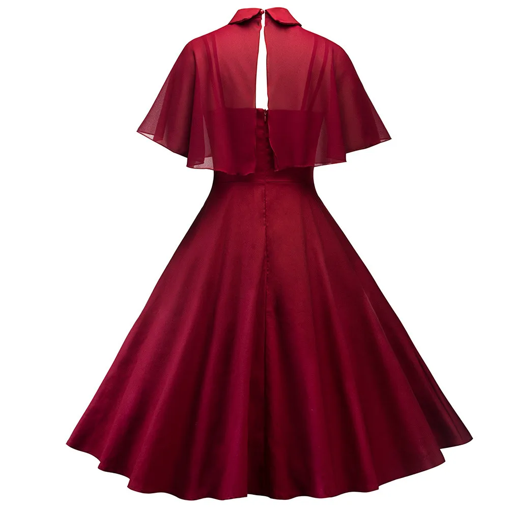 Women's Solid Color Lace Cloak Stand Collar Short Sleeve beautiful ladies knee length dresses for special occasions party dress
Women's Solid Color Lace Cloak Stand Collar Short Sleeve beautiful ladies knee length dresses for special occasions party dress