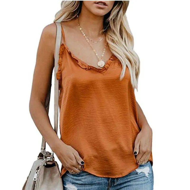 Summer Sexy Fashion Solid Color Ruffled Lace Camis Casual Loose Clothing Hollow Out Vest Bar Nightclub Party Women Girls Tops
Summer Sexy Fashion Solid Color Ruffled Lace Camis Casual Loose Clothing Hollow Out Vest Bar Nightclub Party Women Girls Tops