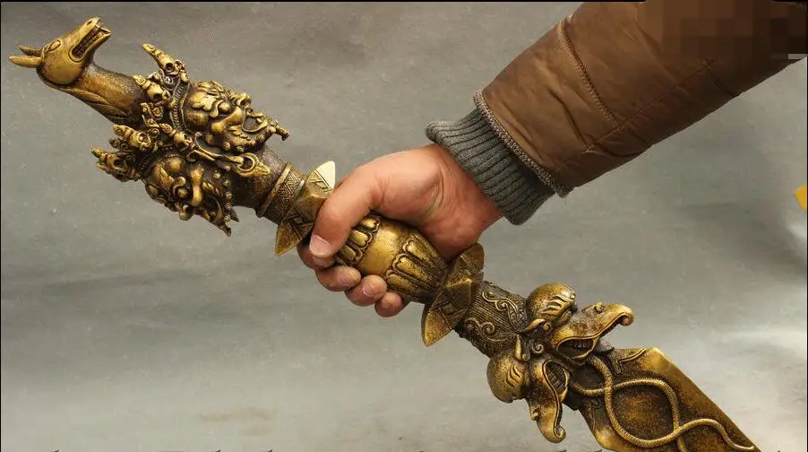 25" Tibet Buddhism Bronze Copper Hayagriva Buddha Phurpa Dagger Holder Talisman
25" Tibet Buddhism Bronze Copper Hayagriva Buddha Phurpa Dagger Holder Talisman