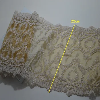 2Yds/lot 22cm Wide Transparent Yellow Gazue Sliver Embroidery Pattern Lace Trim For Garments And Wedding Decoration
2Yds/lot 22cm Wide Transparent Yellow Gazue Sliver Embroidery Pattern Lace Trim For Garments And Wedding Decoration