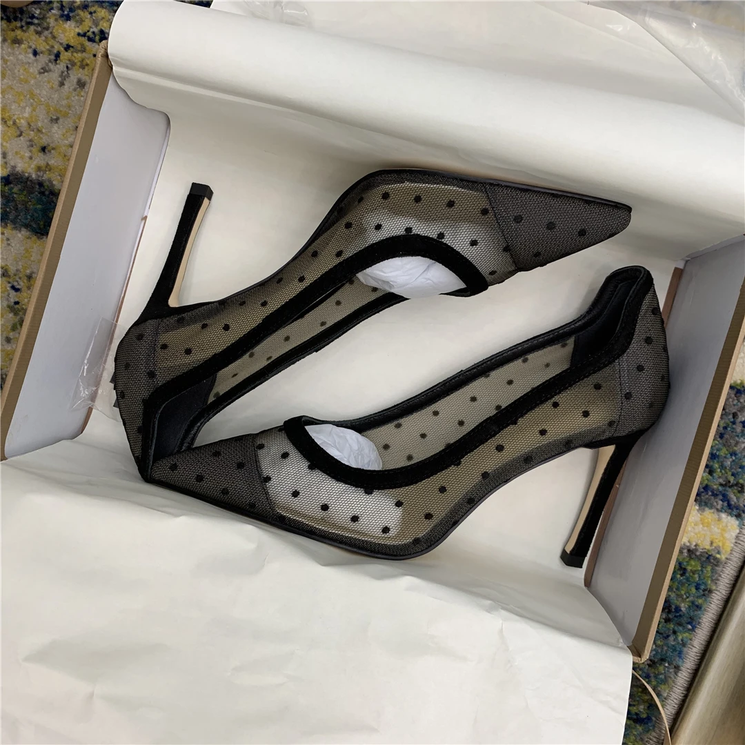 Luxury Shoes Women Designers Sexy Mesh Leather Stiletto Summer Shoes Woman Dot Black High Kitten Heels Brand Sapato Feminino
Luxury Shoes Women Designers Sexy Mesh Leather Stiletto Summer Shoes Woman Dot Black High Kitten Heels Brand Sapato Feminino