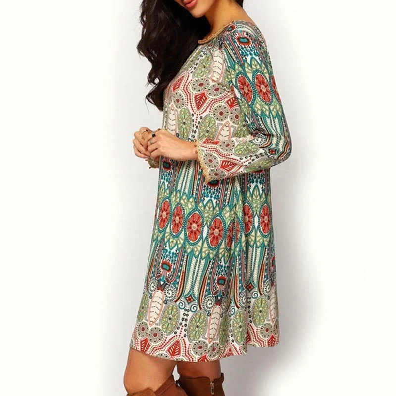 Boho Women Autumn Hippie Ladies Party Evening Beach loose Casual mini dress Long sleeve ethnic style print Above knee Mini Dress
Boho Women Autumn Hippie Ladies Party Evening Beach loose Casual mini dress Long sleeve ethnic style print Above knee Mini Dress