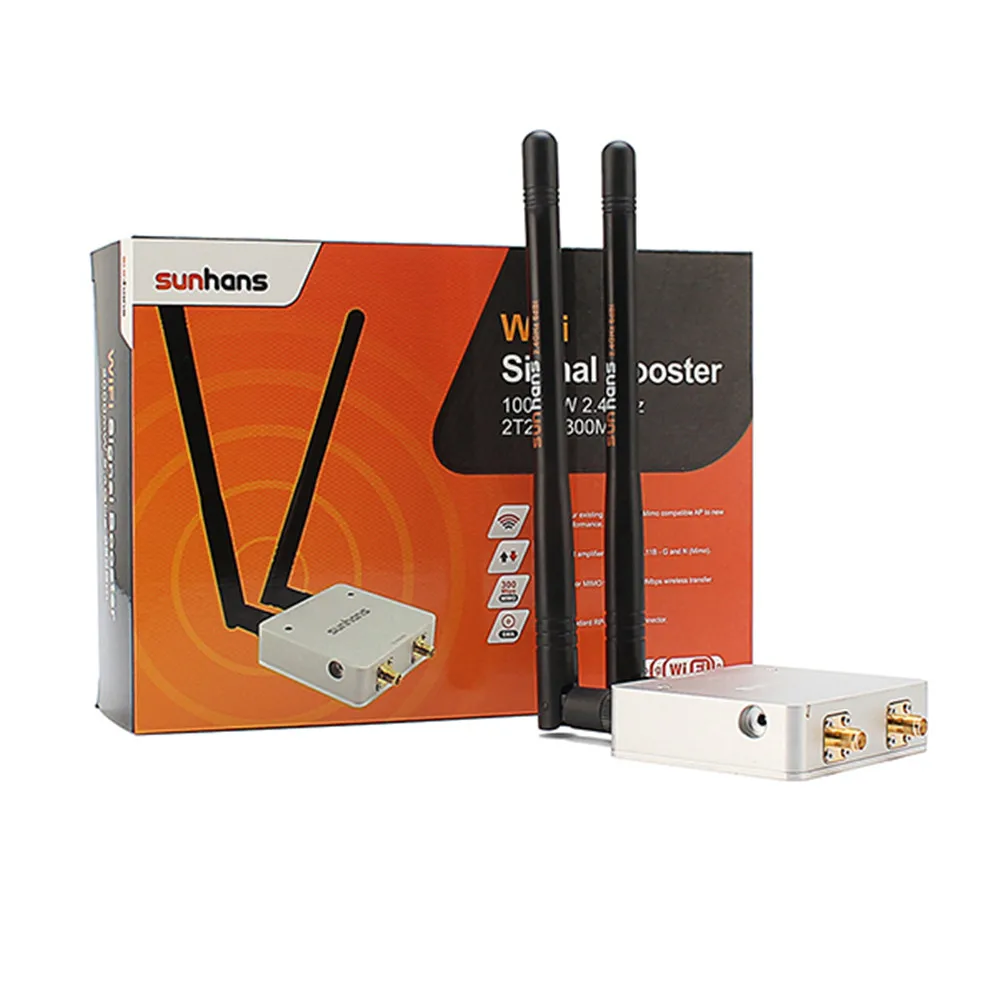 2pcs SUNHANS SH24Gi1000-D2 Dual Antenna WiFi Signal Booster 1000mW (30dBm) 2.4 GHz 2T2R/ 300Mbps IEEE 802.11b/g/n WiFi Amplifier
2pcs SUNHANS SH24Gi1000-D2 Dual Antenna WiFi Signal Booster 1000mW (30dBm) 2.4 GHz 2T2R/ 300Mbps IEEE 802.11b/g/n WiFi Amplifier