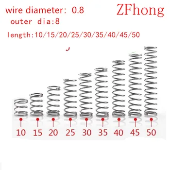 50pcs/lot 0.8*8*10/15/20/25/30/35/40/45/50mm 0.8mm Stainless Steel Micro Small Compression spring
50pcs/lot 0.8*8*10/15/20/25/30/35/40/45/50mm 0.8mm Stainless Steel Micro Small Compression spring