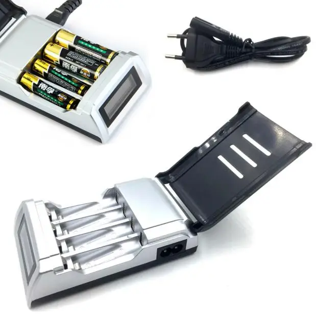 With 4 Slots LCD Display NiCd NiMh Battery High Quality Factory sales High efficiency Charger for AA / AAA EU Plug 57#
With 4 Slots LCD Display NiCd NiMh Battery High Quality Factory sales High efficiency Charger for AA / AAA EU Plug 57#
